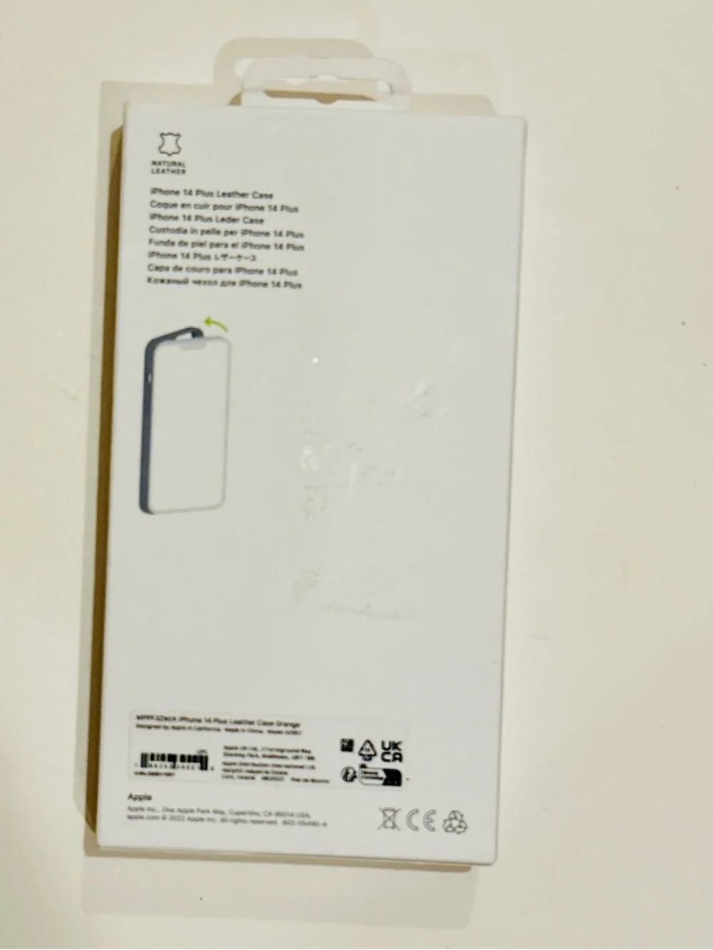 Genuine / Official Apple iPhone 14 Plus MagSafe Leather Case - Orange - New